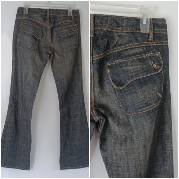 Duarte Jeans Women 27 Black Wash Denim Boot Leg Back Pocket Flaps Y2K - Picture 2 of 5